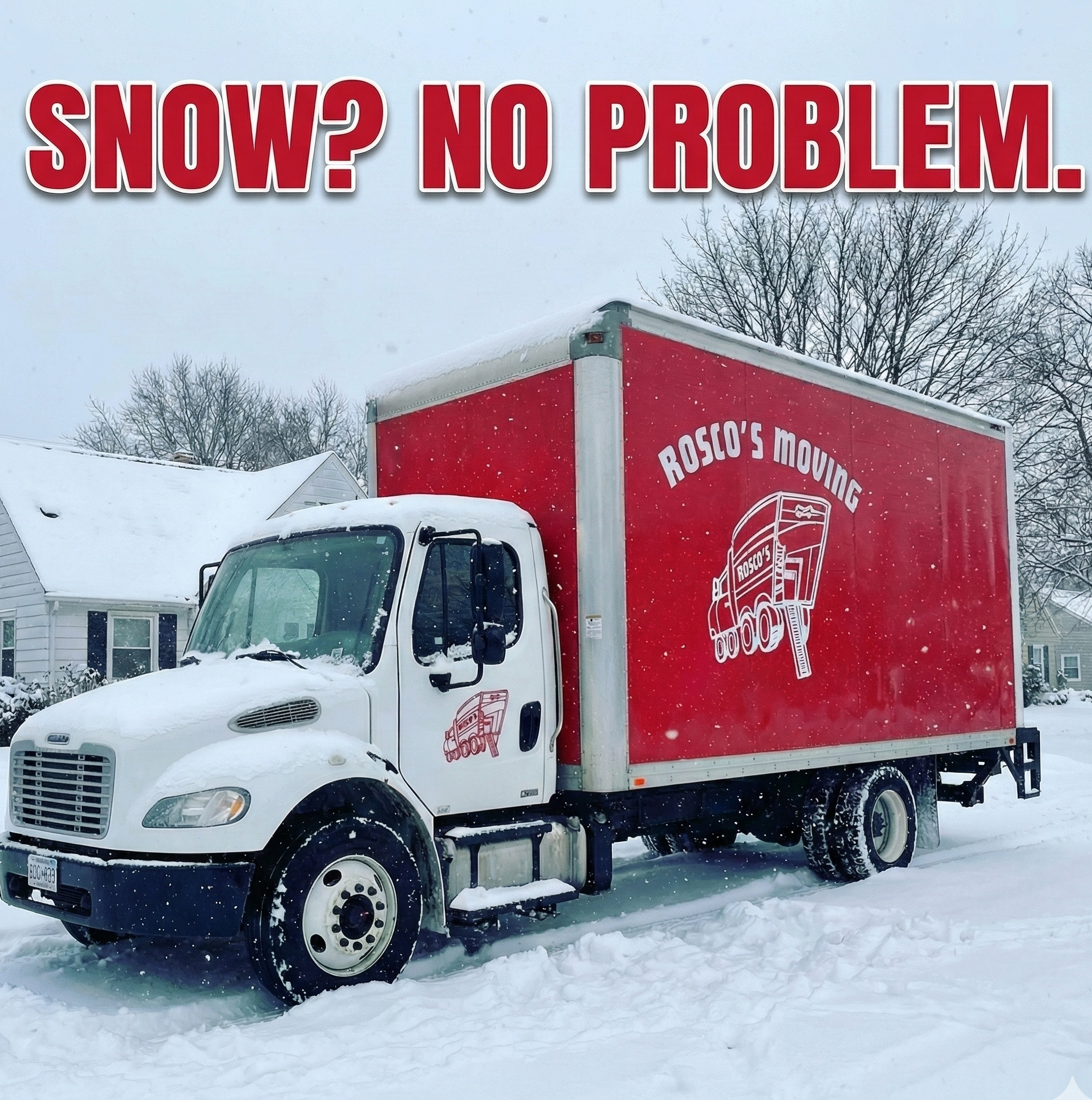 truck in snow — Roscos Moving LLC